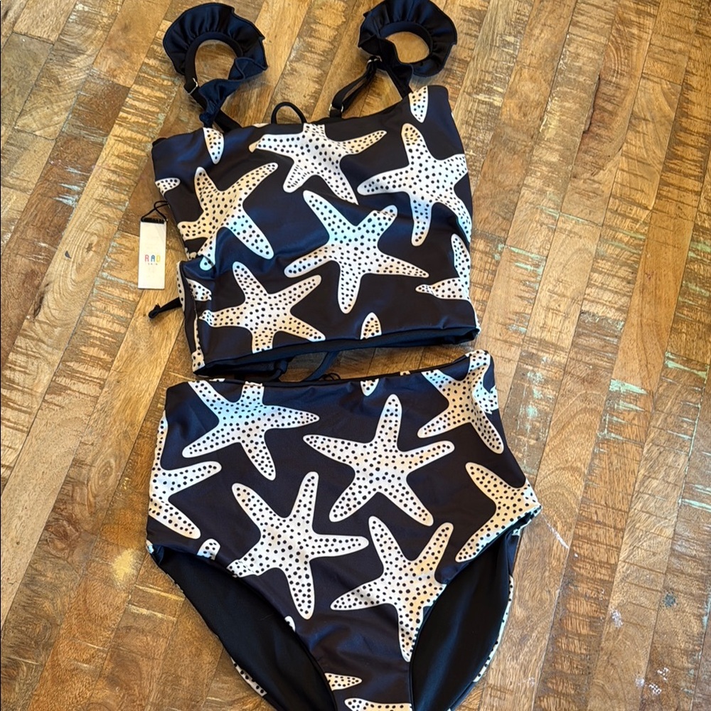 NWT Rad swimwear Black and White tankini